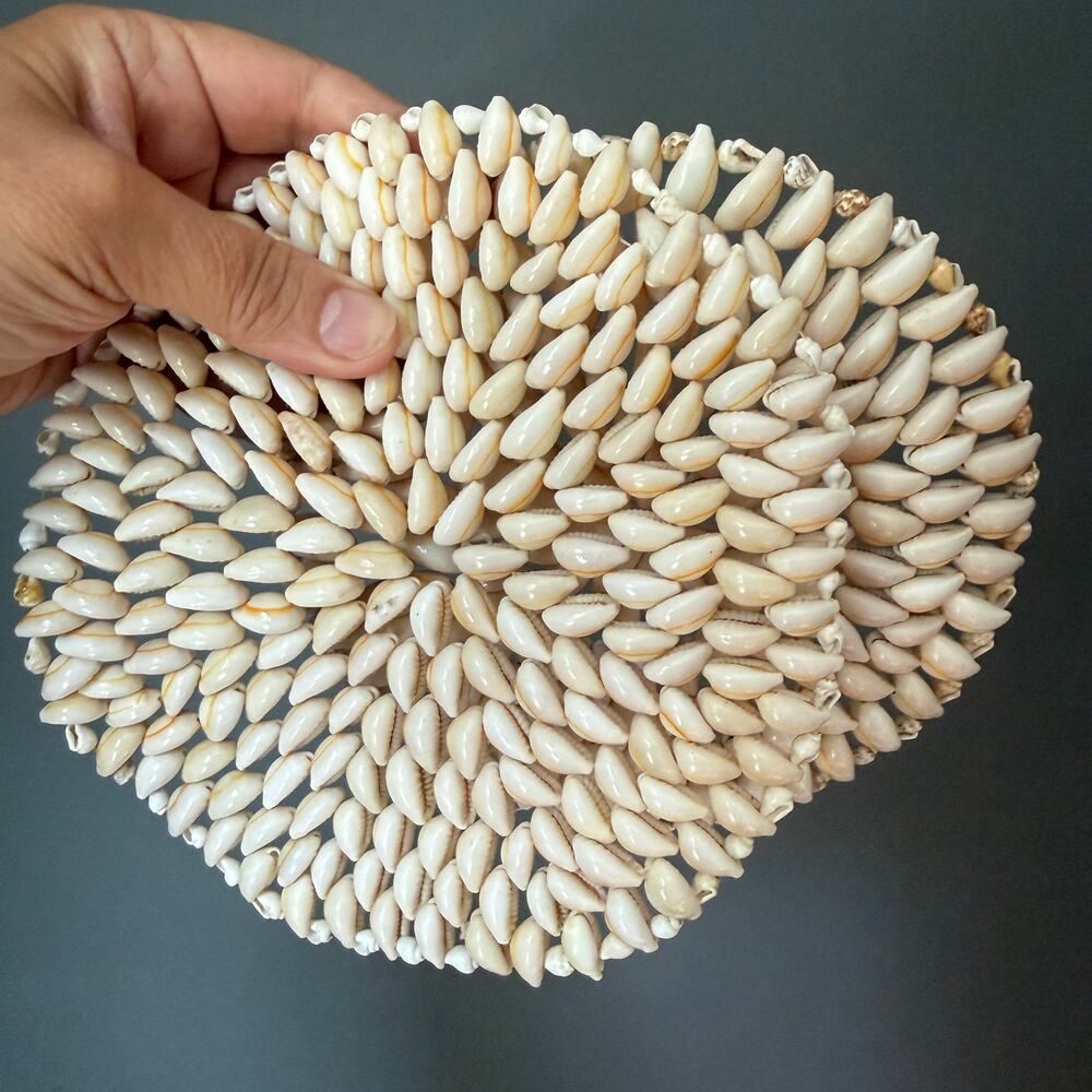 Vintage Cowrie Shell Trivets Set of 2 Coastal Boho Beach Cottage Decor
